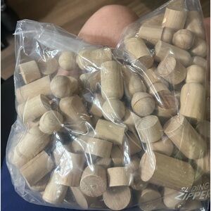 Bag of wooden blocks for crafting